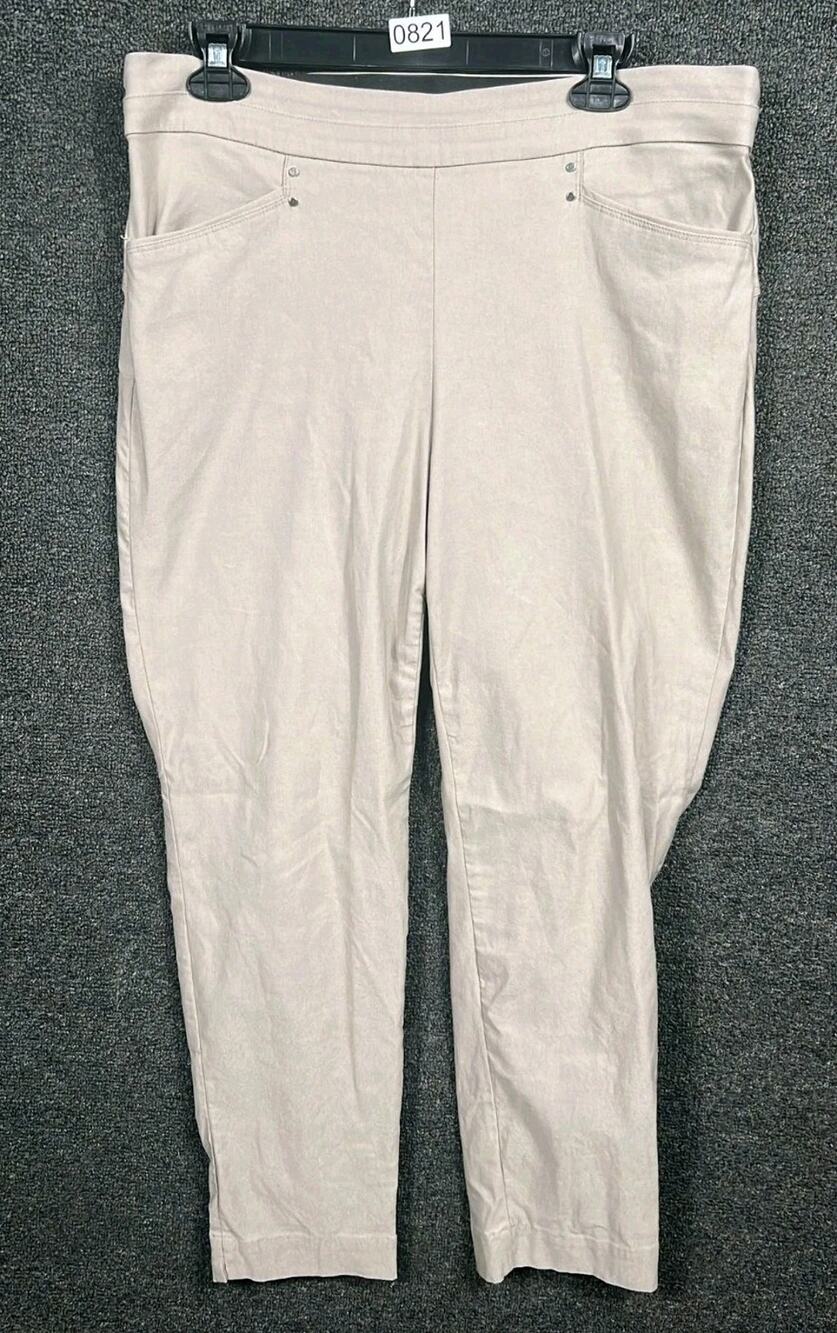 Violets & Roses Skinny Pants Womens 14W Beige High Rise Pull-on Elastic Waist